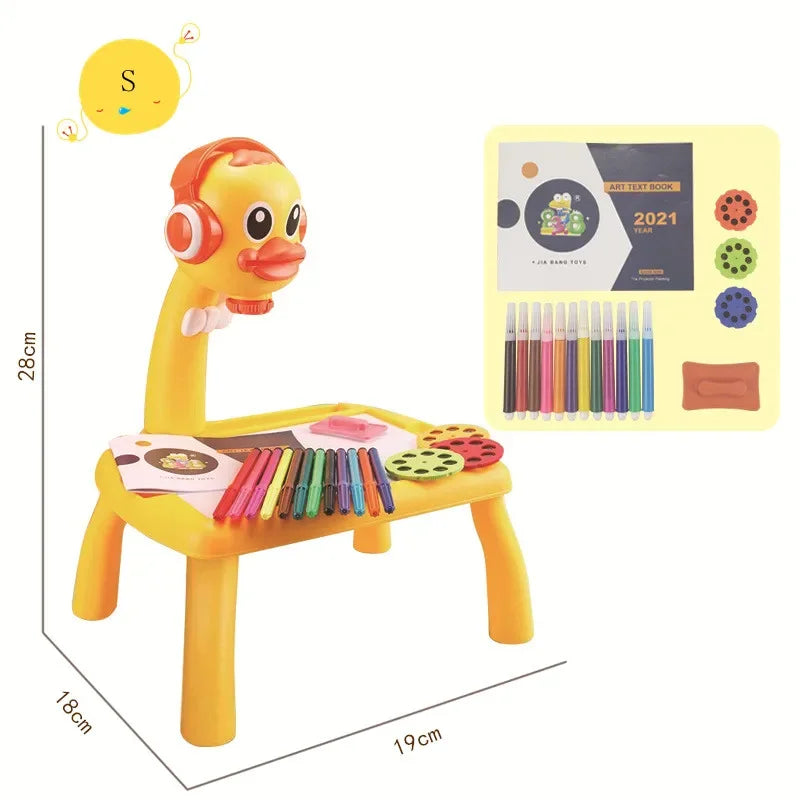 Kids Early Education Led Projector Drawing Table Toys Children Arts Painting Board Desk Mini Doodle Whiteboard Girl Gifts