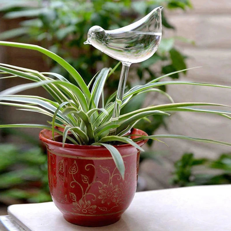 Plant Waterer Self Watering Globes, Bird Shape Hand Blown Clear Aqua Bulbs High Quality Automatic Flower Watering Device