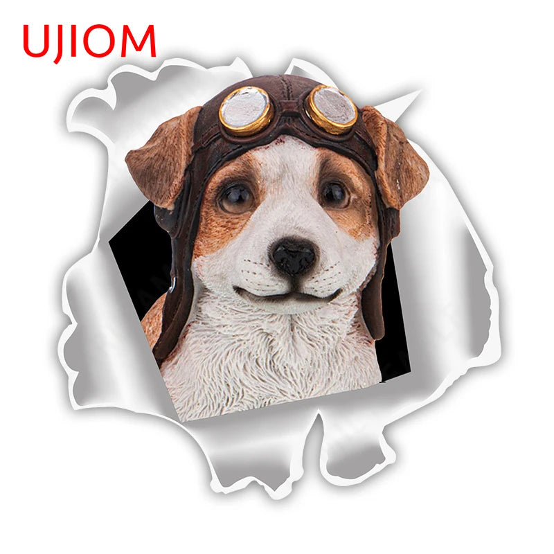 UJIOM 13cm X 12.9cm Cartoon Puppy Dog Tear Wall Sticker Scratch Proof Sunscreen Refrigerator Kids Room Decal Decor Wallpapers