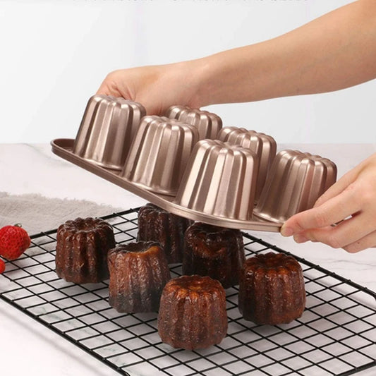 Canele Mold Cake Pan, Non-Stick Canele Baking Pan For Oven Carbon Steel Caneles Mold Bakeware Tool Easy Install